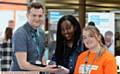 FAIR . . . At the GOW stand are (from left) Zak Robinson, Linda Wachaga and Abbie Shiels

