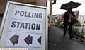 General election day. Polling station at Crossley Centre, Chadderton