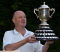 HE'S DONE IT AGAIN . . . Darren Griffiths shows off the Green Final Bowling Handicap trophy