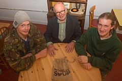 Mossley SOUP winners Lewis Robinson, Paul Dowthwaite and Lawrie Williams from Mossley Skatepark Development.

Picture courtesy of Allan Bentley