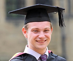 Mark Barrow, who graduated from Bangor University earlier this year.