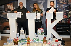 Pictured are (left to right): Steve Roman from Oldham Unity, Clare Taylor from the Action Oldham Fund development compant, Action Together, and LLK marketing executive Grace Carr