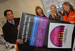 Pictured (left to right) are Dr Zahid Chauhan (founder, Homeless-Friendly), Gail Sutcliffe (Homeless-Friendly), Jayne Livesey (Homeless-Friendly) and the Revd Canon Jean Hurlston (Oldham Street Angels)