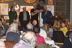 Louis Robinson presents an award to the Mossley Skatepark Development at Mossley SOUP #6.

Picture courtesy of Allan Bentley