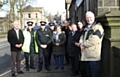 Pictured are Saddleworth District Executive Members with local police in Uppermill centre.