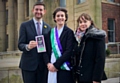 Jim McMahon MP marked International Women's Day by inviting sculptor Denise Dutton (right) to Oldham 