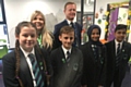 So proud (left to right): Oasis Academy Leesbrook Pricipal Sarah Livesey and Peter Roberts (Chair) with the Head Girl, Katie May (left), Head Boy Szymon Barszcz,  (second from left) and the Deputy Head Girl and Boy.