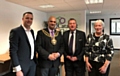 [Left to right]: Catalyst Claims MD Brad Jackson with Oldham Mayor Cllr Shadab Qumer and representatives from the Oldham Enterprise Trust