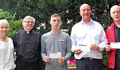 Pictured are Alison Hill (Director, Emmaus) President David Halford, Ben Casey (Emmaus), Dave Whaley (Dr Kershaw’s) and Peter Hyde (Oldham Mountain Rescue)