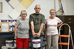 Emmaus companions Margaret Gomersall and Jeff Greaves with volunteer Linda McLarnon