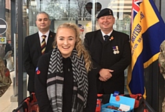 Alicia Beaty with Poppy Appeal volunteers Mark Kelly and Roy Ward