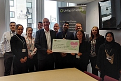 The Unity Partnership team are pictured with Dave Whaley from Dr Kershaw's. They are (left to right): Clinton Readin, Kimberley Lo, Christine Hollingsworth, Will Harrop, Andy Reilly, Akddus Khan, Craig Divers, Natalie Burton, Nicola Strapps and Shamin Huda.