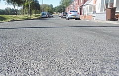 The hot weather makes road surfaces soft and sticky, leading to them breaking up