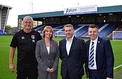 Pictured (left to right) are: Athletic manager Frankie Bunn, Ruth Greene (Director, Assure Certification), Austin Greene (Managing Director, Assure Certification) and 
Richard Cooper (Athletic Company Secretary)