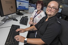 PC Michelle Quinn from Greater Manchester Police’s Victim Support Unit (front) and mental health practitioner Gillian Bradburn. 