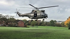 The helicopter landing at St. Joseph's in Shaw