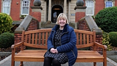 Sharon Quennell - cancer survivor and her new bench 