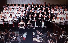 The Saddleworth Male Voice Choir and an augmented Ladies Chorus performed at Uppermill Civic Hall