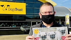 MP Andrew Gwynne is pictured at Dogs Trust Manchester signing up to the puppy smuggling taskforce