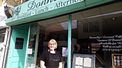 Jacky Donnelly outside Donnelly's Cafe in Shaw