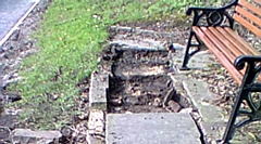 Stones were taken from in front of a bench opposite the Limekiln Café at Dobcross