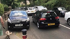 Another chaotic traffic scene close to Dovestone Reservoir