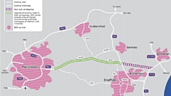 A map shows the proposed Peak District road tunnel route