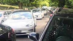 A typically chaotic traffic scene close to Dovestone Reservoir in recent weeks