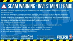 Investment fraud is when a fraudster contacts someone pretending to offer the opportunity to invest in a variety of schemes or products with promise of a great return