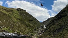 A helicopter at the scene near the Greenfield Reservoir area