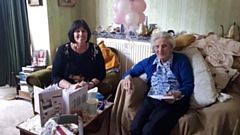 The Mayor of Oldham, Cllr Ginny Alexander, is pictured with Mrs Dorothy Wild, who was celebrating her 100th birthday