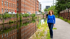 Cllr Stogia pictured at Rochdale Canal