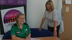 Pictured (left to right) are Caroline Broadbent (Lead Volunteer for the Homeless, St John’s Ambulance) and Gail Sutcliffe (Homeless-Friendly manager)