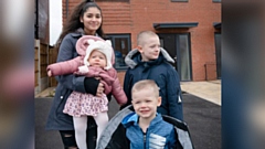 Louise's children celebrating their new home