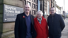 Pictured (left to right) are Councillor Clint Phythian, Councillor Hannah Roberts and Mick Harwood, just down from the current crossing outside Royton Town Hall