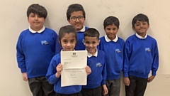 Year 3 pupils from Oasis Academy Clarksfield with their letter