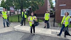 Pictured (left to right) are: Chris Goode, David Jones, Jacqueline Scanlon-Wells, Sam West and Sarah Costigan taking part in the Great British Spring Clean