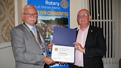 Garvin Crabtree is pictured (left) with fellow Rotarian Frank Bolger