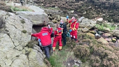 The Oldham Mountain Rescue Team pictured at the scene