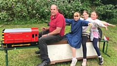 Lyliaa Hughes, Abigail Holloway and Evie Taylor enjoy a ride on the miniature train