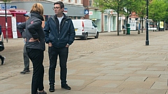 Greater Manchester Mayor Andy Burnham on an early morning walk-about in Manchester city centre last year