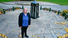 Oldham Council Leader, Councillor Amanda Chadderton, is pictured at the Royton war memorial