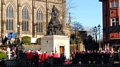 The scene yesterday morning outside the Oldham Parish Church