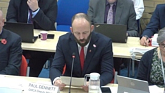 Salford mayor Paul Dennett, Greater Manchester’s lead for Places for Everyone, speaking at the public examination of the Places for Everyone strategy