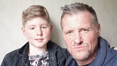 Johnny Melia and his son Ben, 10