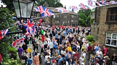 Villagers throng Dobcross Square for a service before setting off to join other churches in their Whit Walk to Uppermill. Images courtesy of Paul Clegg and Laura-Daisy Bennett