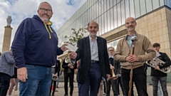 Pictured (left to right) are: Mike Butterworth, Chair of the Families and Friends of Oldham Music Centre, Ian Brett, President, Saddleworth Rotary Club, and Jonathan Leedale, Deputy Head of the Oldham Music Service and Director of the Tour