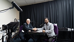 Podcast host Mohammed Sarwar and Councillor Eddie Moores