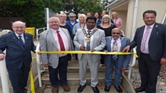 Rochdale mayor Coun Ali Ahmed (centre) opens the new Hub Alkrington with Rochdale council leader Neil Emmott (second from left)