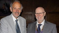 Jon Stoker (right) is pictured with outgoing president, Dr Ian Brett